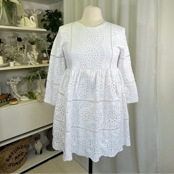 chinese dress ladies Zara White Crochet Lace Mini Dress main image 1